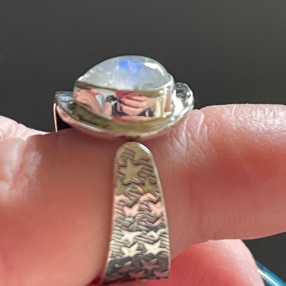 Rainbow moonstone silver ring Adjustable - Picture 5 of 5